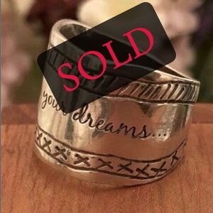 Silpada “Be True to Yourself” engraved Cigar Band Ring .925 Silver Size 9